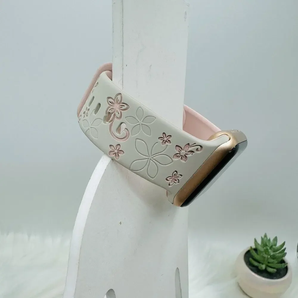 Floral Design Apple Watch Bands in Beige pink 42mm 44mm 45mm 49mm